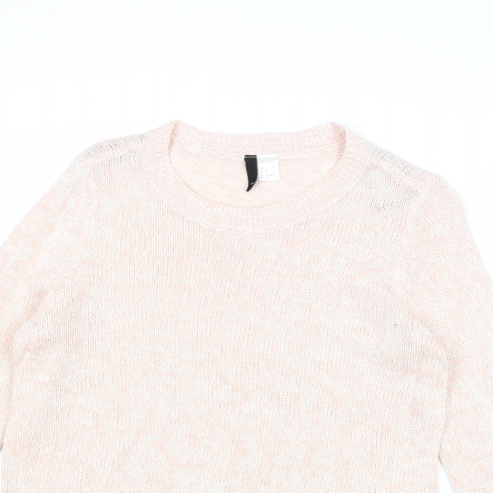 Divided by H&M Womens Pink Round Neck Acrylic Pullover Jumper Size S