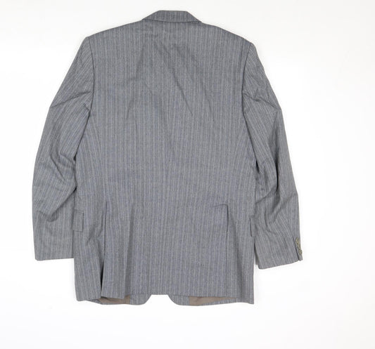Simon Mens Grey Striped Wool Jacket Suit Jacket Size 38 Regular
