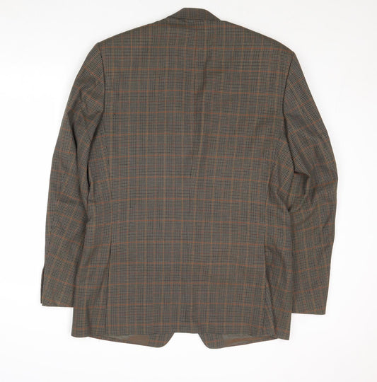 Thomas Deas Mens Brown Plaid Wool Jacket Blazer Size 42 Regular
