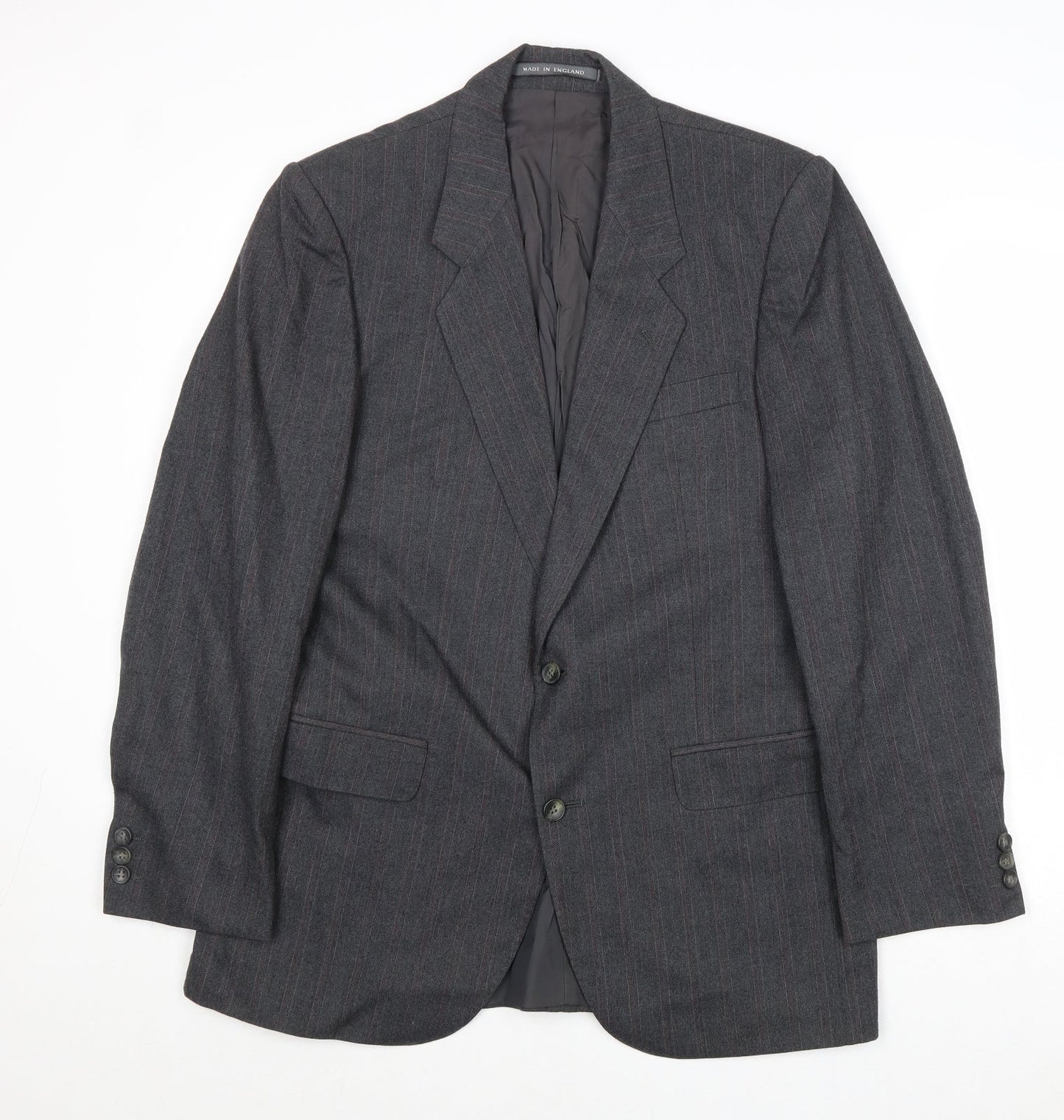 The Label Mens Grey Striped Wool Jacket Suit Jacket Size 38 Regular