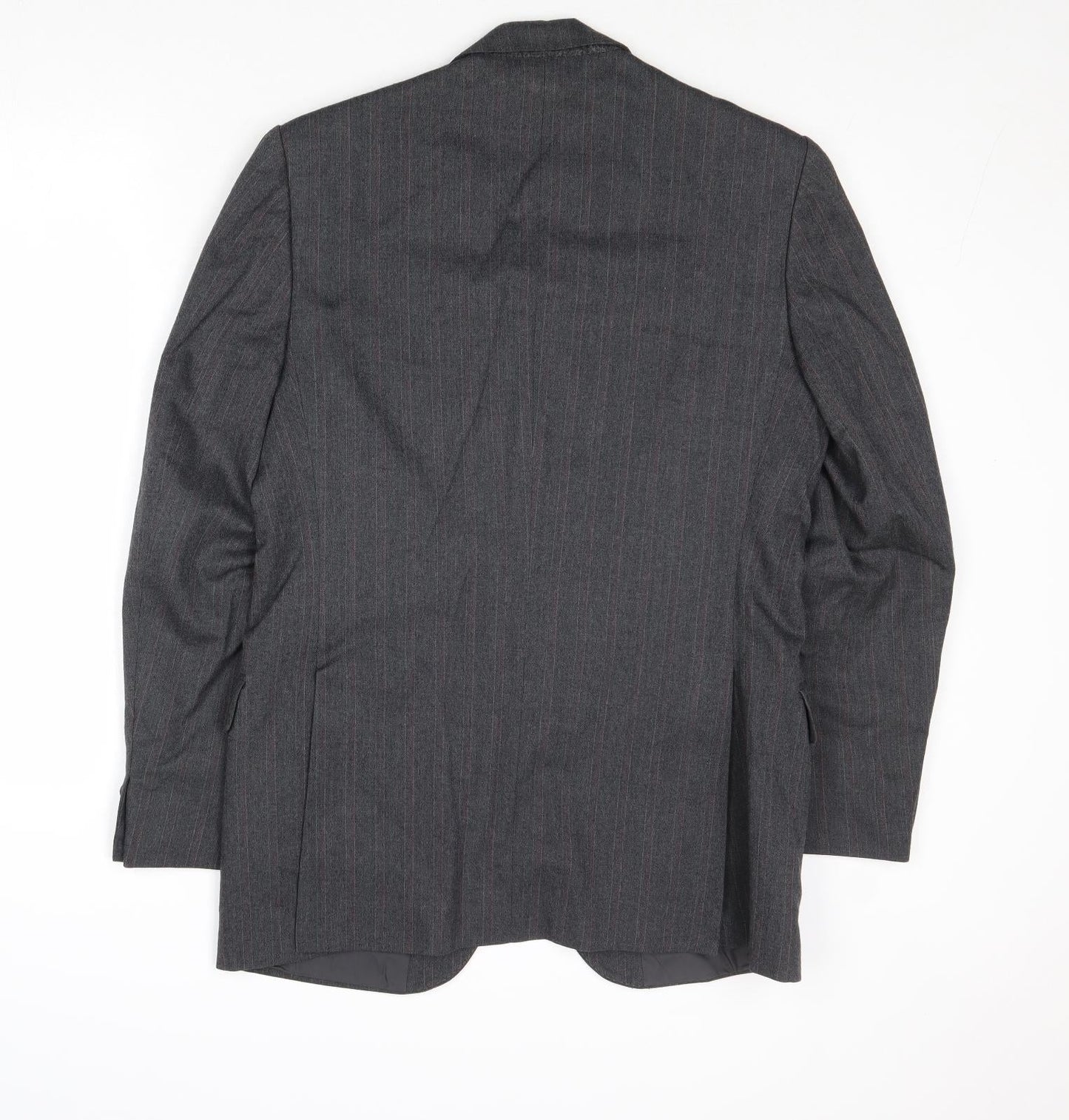 The Label Mens Grey Striped Wool Jacket Suit Jacket Size 38 Regular