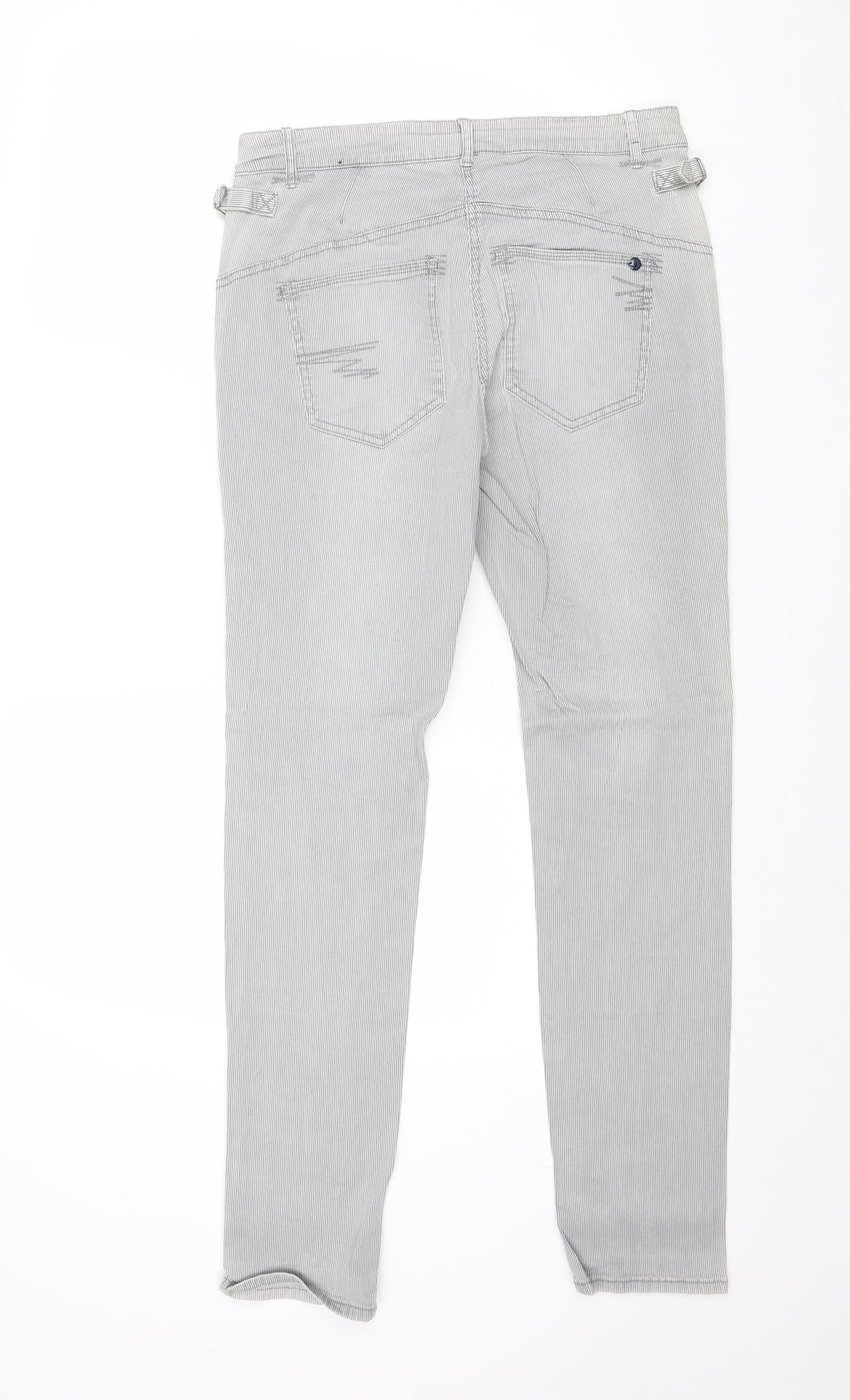 Cecil Womens Grey Striped Cotton Skinny Jeans Size 32 in Regular Zip