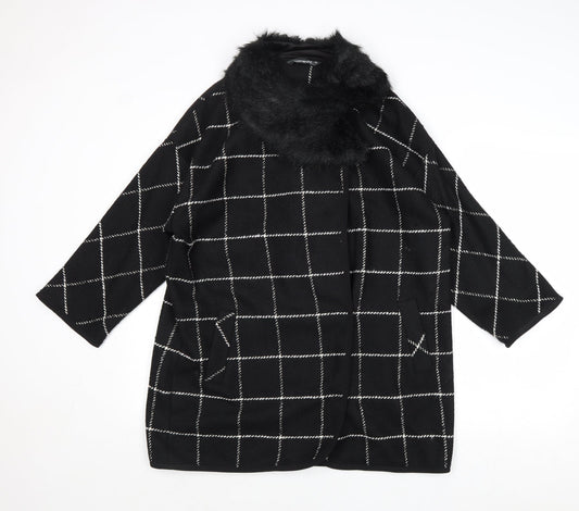 Bonmarché Womens Black Striped Jacket Size 16 Snap