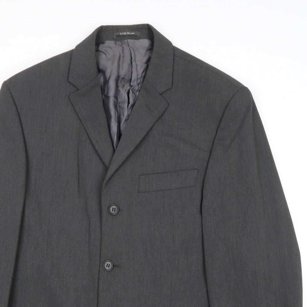 River Island Mens Grey Polyester Jacket Suit Jacket Size 40 Regular
