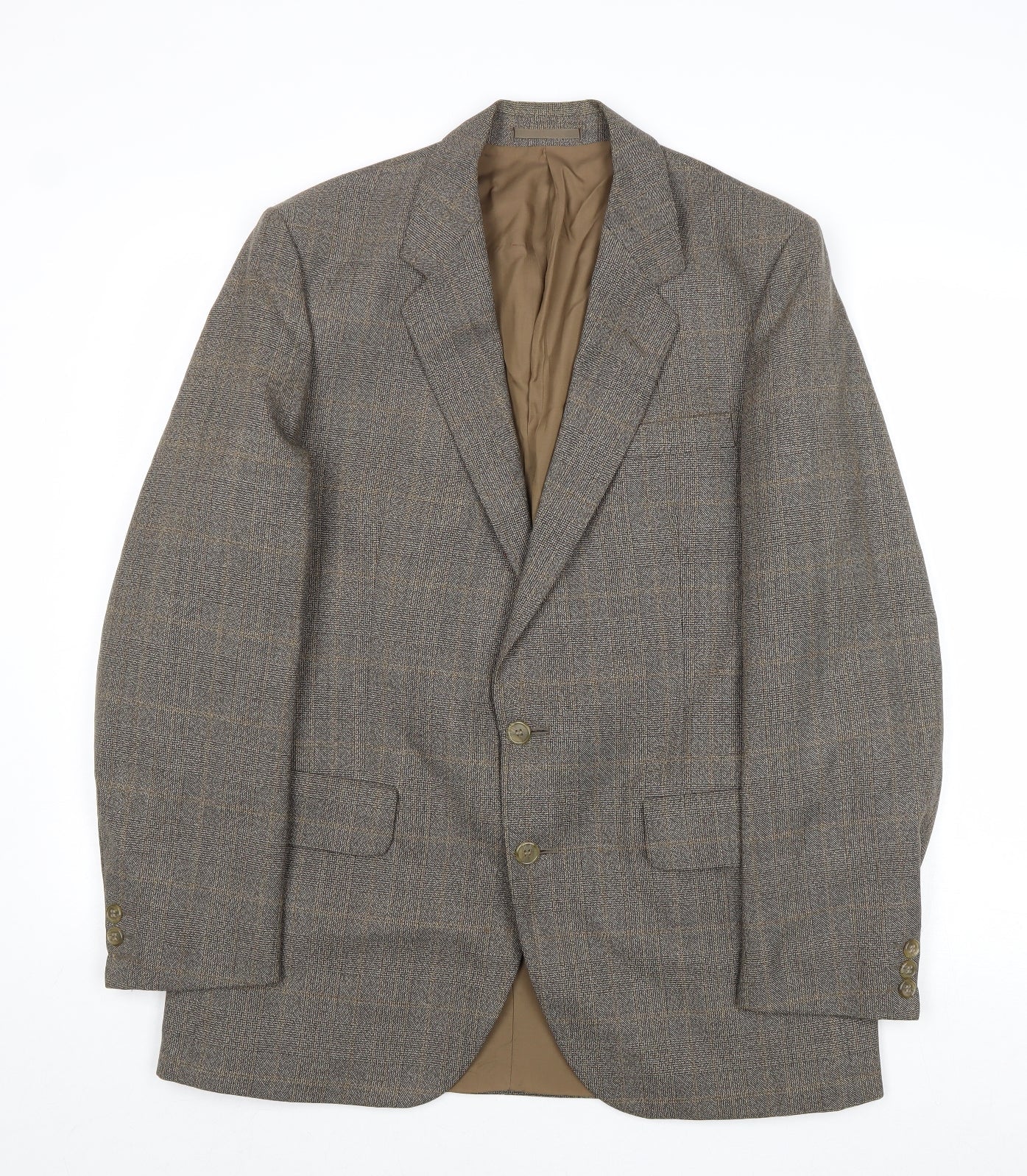 Sumrie Mens Grey Plaid Wool Jacket Blazer Size 38 Regular