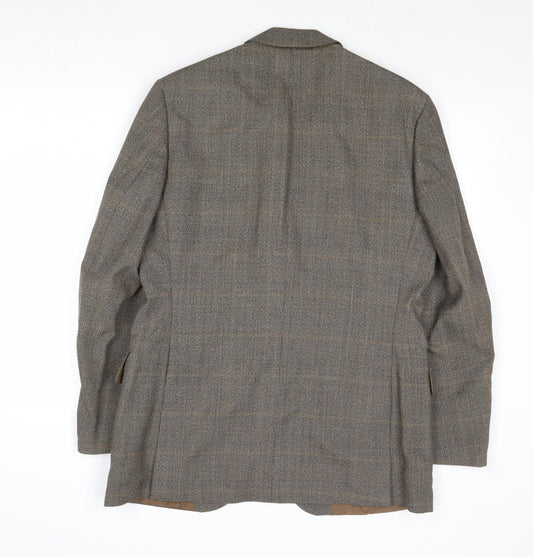 Sumrie Mens Grey Plaid Wool Jacket Blazer Size 38 Regular
