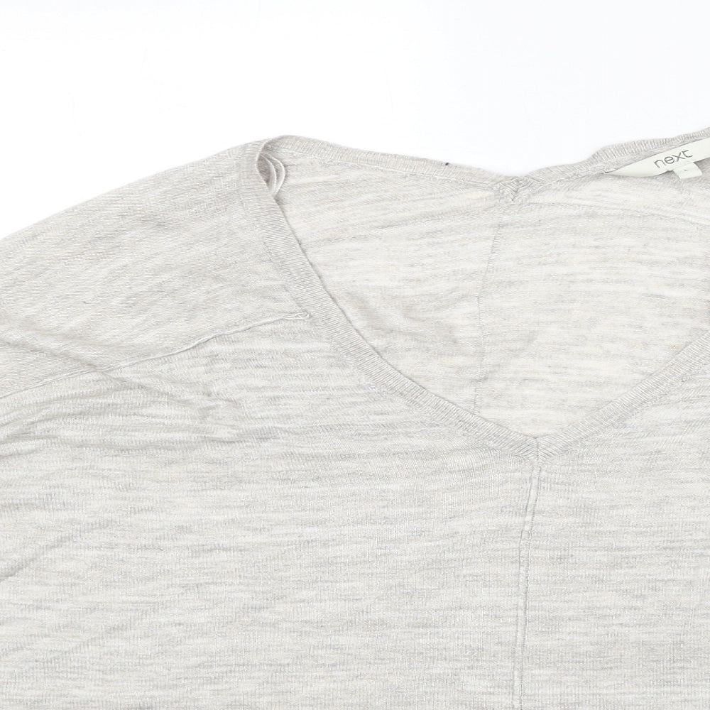 NEXT Womens Grey V-Neck Viscose Pullover Jumper Size L