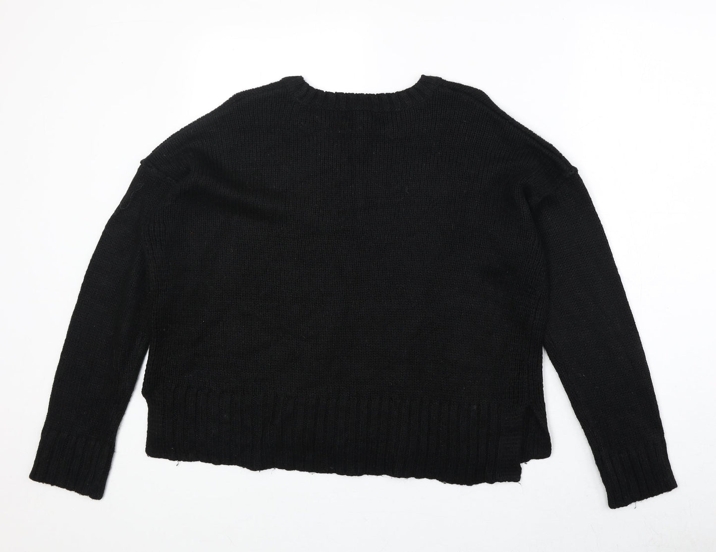 New Look Womens Black Round Neck Acrylic Pullover Jumper Size S