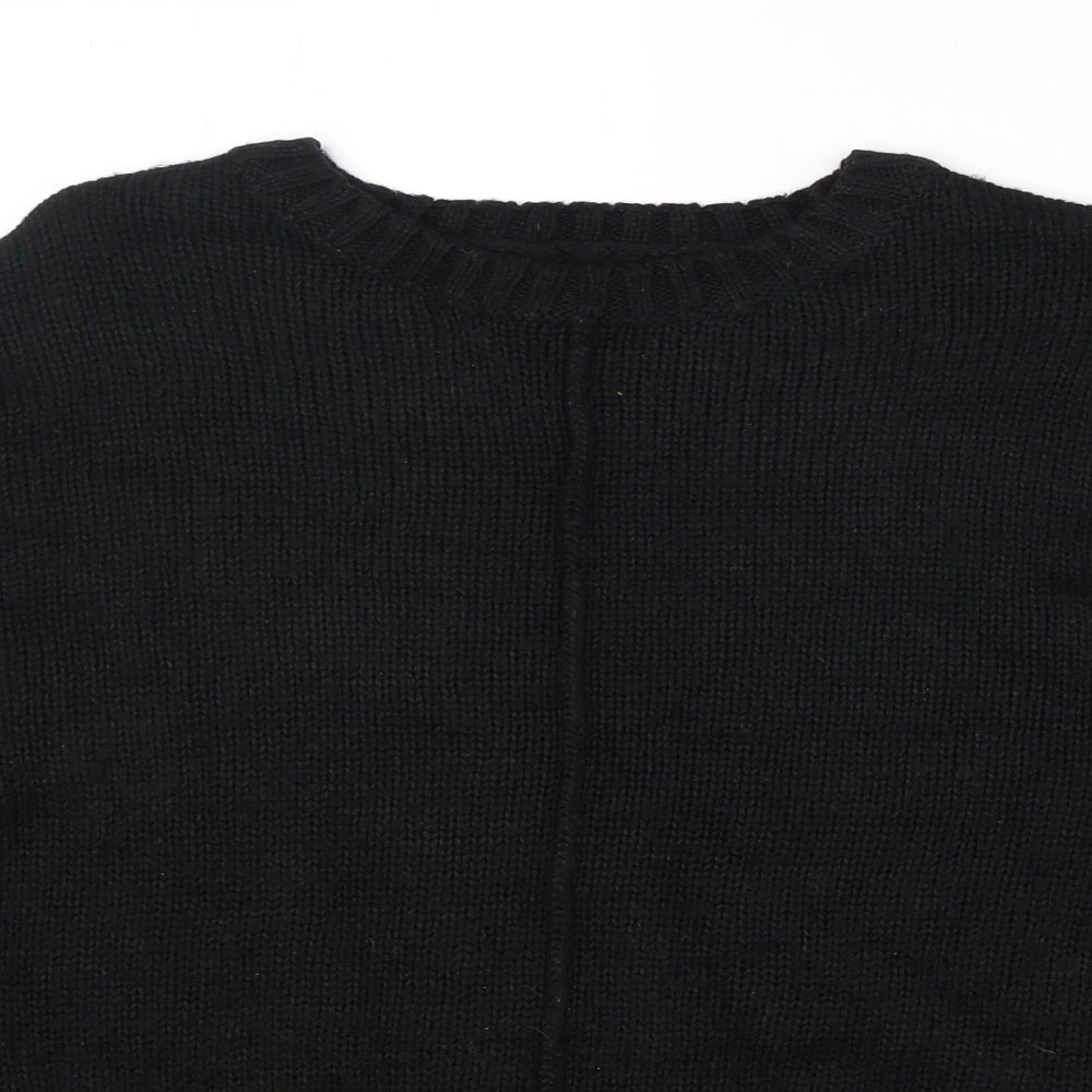 New Look Womens Black Round Neck Acrylic Pullover Jumper Size S