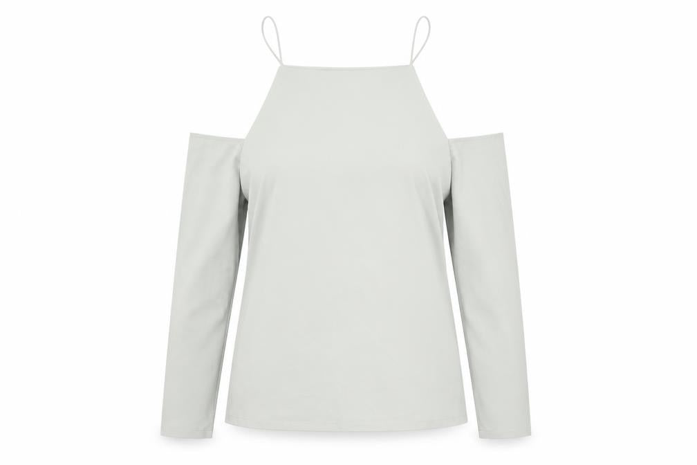 Lola May Womens Green Polyester Basic Blouse Size 10 Square Neck - Cold Shoulder