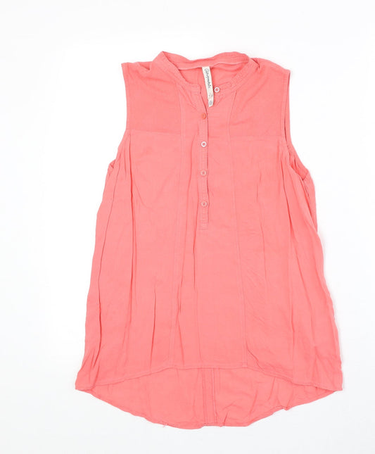 Aeropostal Womens Pink Viscose Basic Button-Up Size S V-Neck