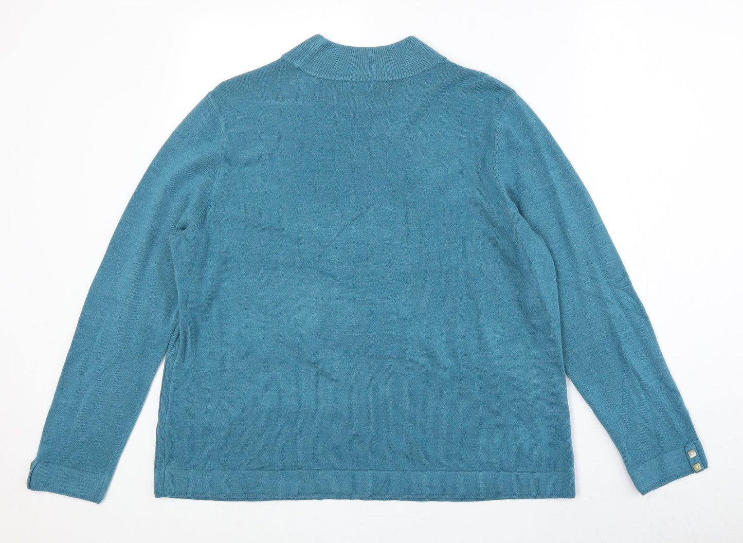 Bonmarché Womens Blue Round Neck Acrylic Pullover Jumper Size L
