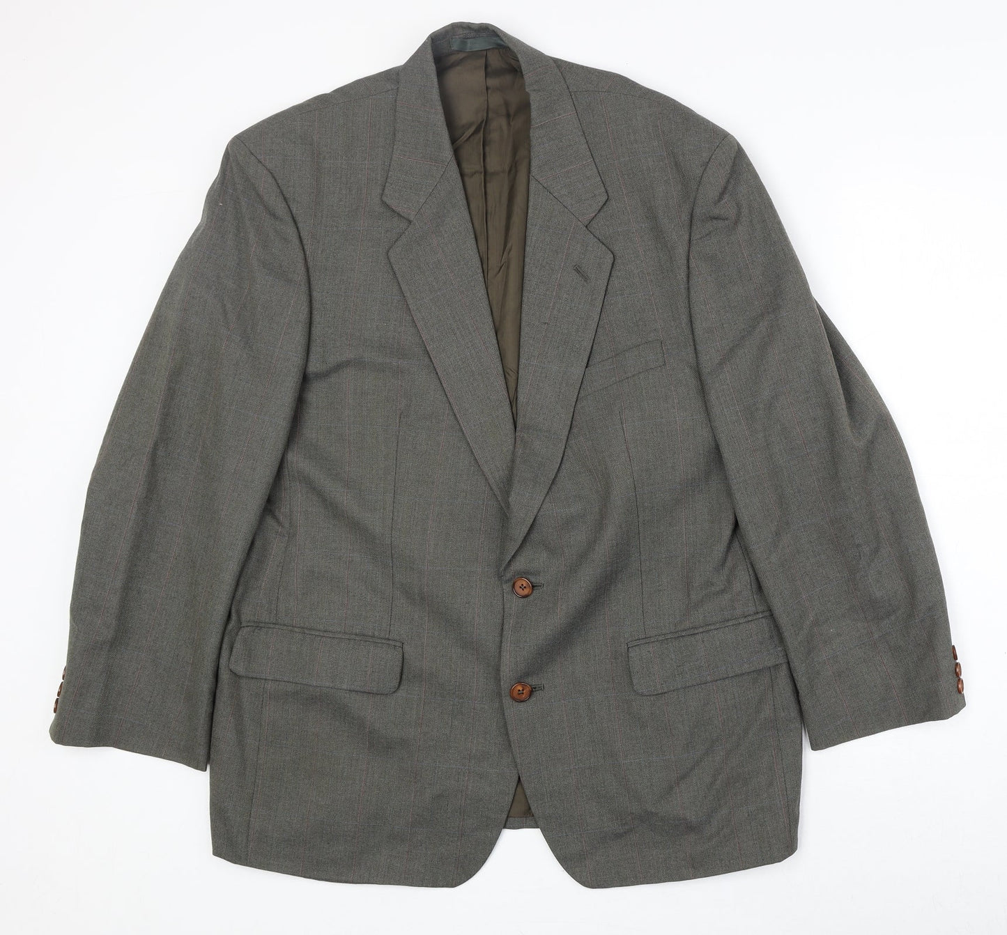 Marks and Spencer Mens Grey Check Polyester Jacket Suit Jacket Size 42 Regular