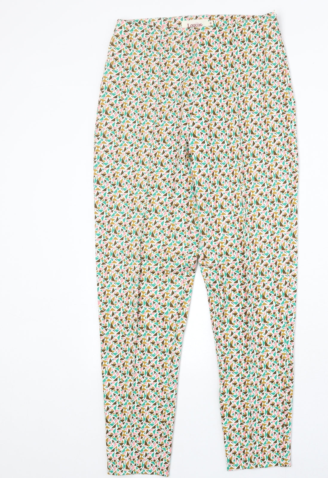 Louche Womens Multicoloured Geometric Polyester Trousers Size 8 Regular Zip