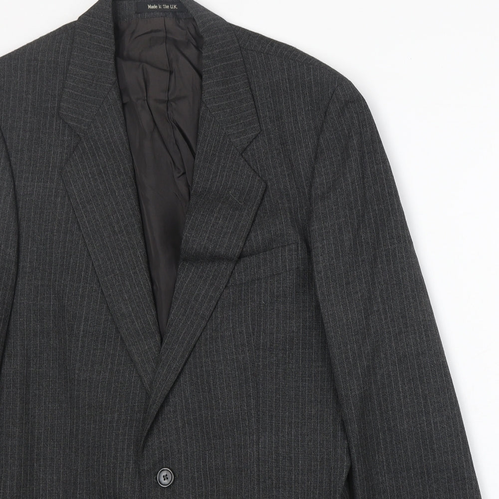Marks and Spencer Mens Grey Striped Polyester Jacket Suit Jacket Size 38 Regular