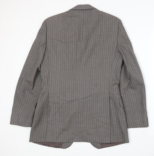 Marks and Spencer Mens Grey Striped Wool Jacket Suit Jacket Size 38 Regular