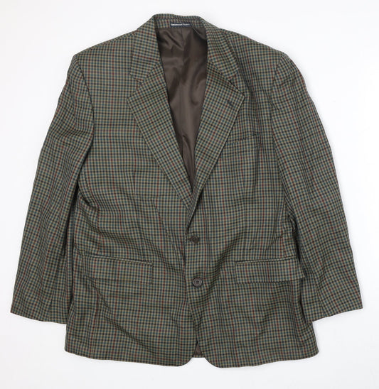 Greenwood Classic Mens Multicoloured Geometric Wool Jacket Blazer Size 42 Regular