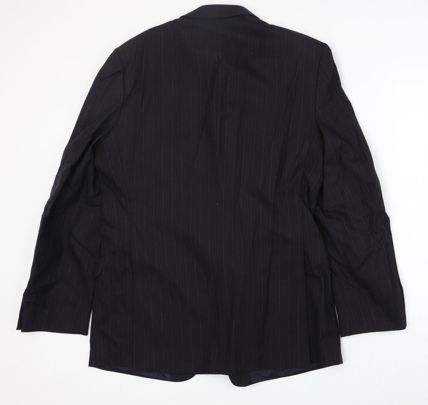 Marks and Spencer Mens Black Striped Wool Jacket Suit Jacket Size 42 Regular