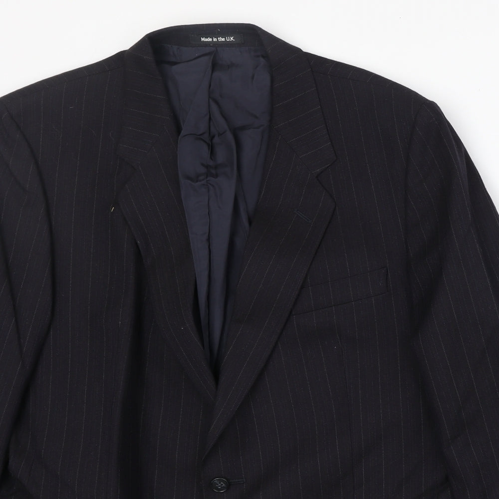 Marks and Spencer Mens Black Striped Wool Jacket Suit Jacket Size 42 Regular
