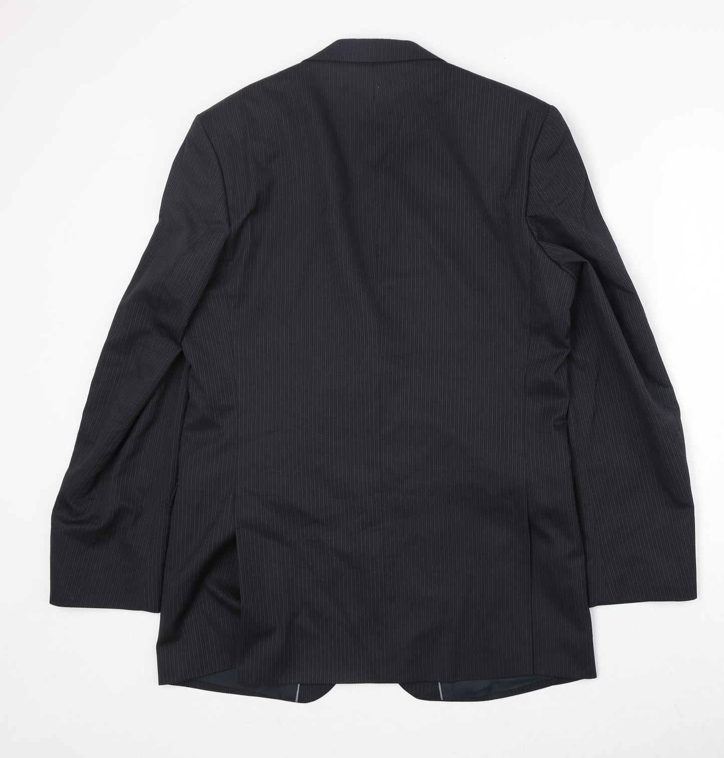 Burton Mens Black Striped Polyester Jacket Suit Jacket Size 40 Regular