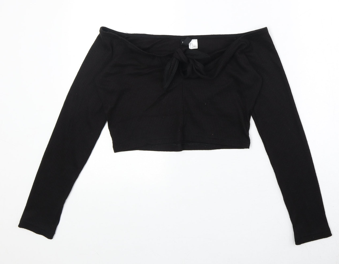 Divided by H&M Womens Black Acrylic Cropped Blouse Size M Off the Shoulder