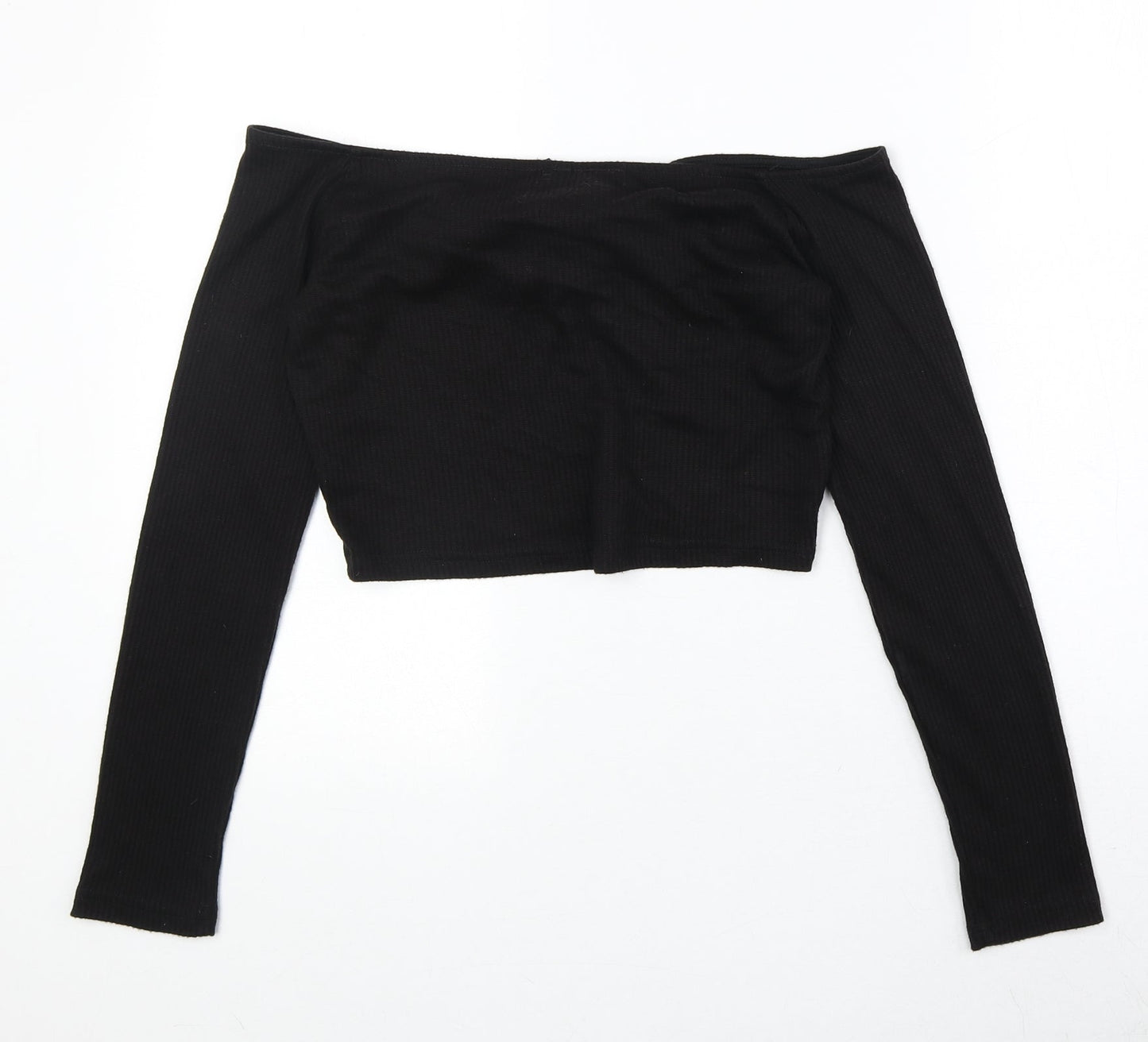 Divided by H&M Womens Black Acrylic Cropped Blouse Size M Off the Shoulder