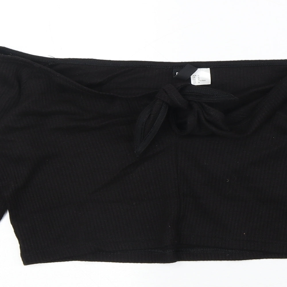 Divided by H&M Womens Black Acrylic Cropped Blouse Size M Off the Shoulder