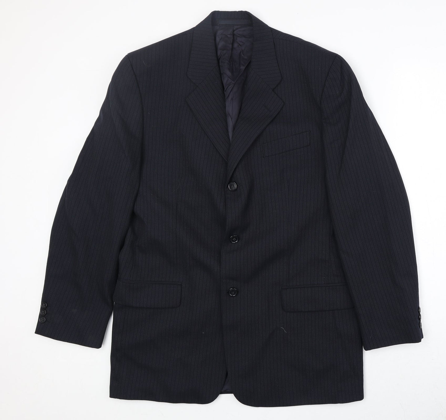 NEXT Mens Blue Striped Wool Jacket Suit Jacket Size 40 Regular