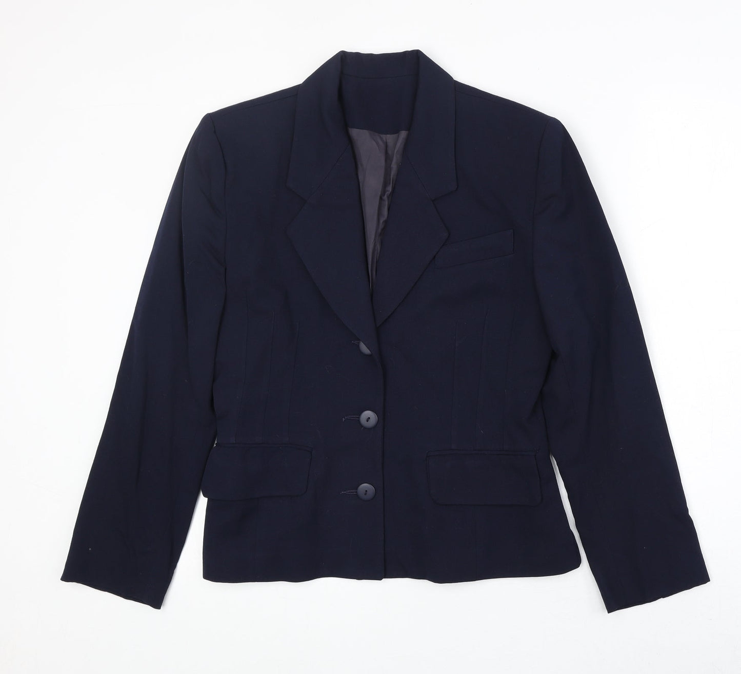 Elliott Lauren Womens Blue Polyester Jacket Blazer Size 8