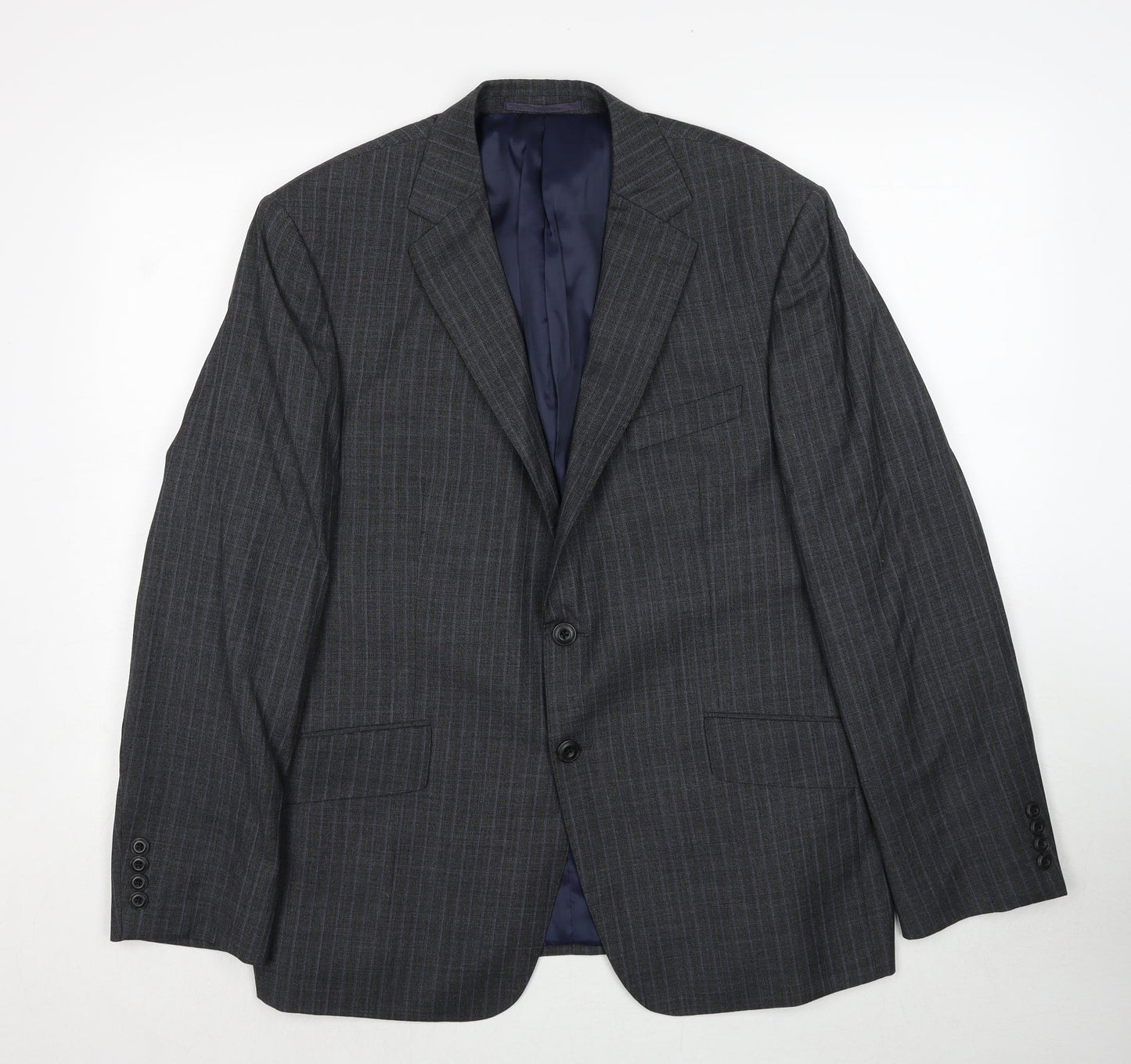 Marks and Spencer Mens Grey Striped Wool Jacket Suit Jacket Size 42 Regular