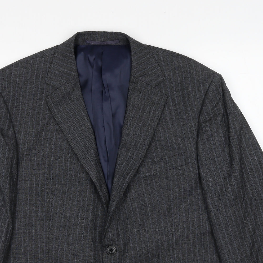 Marks and Spencer Mens Grey Striped Wool Jacket Suit Jacket Size 42 Regular