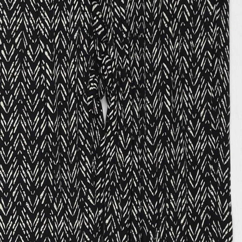 H&M Womens Black Geometric Viscose Trousers Size 6 Regular