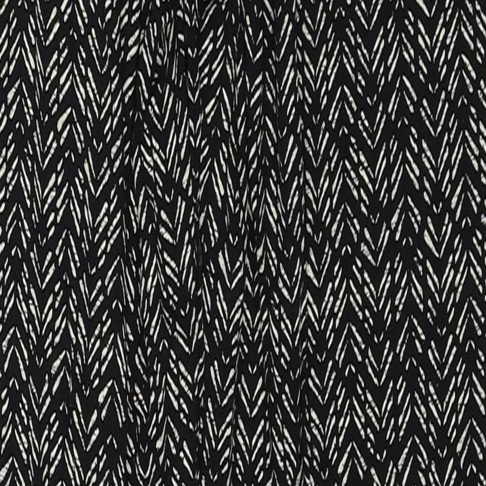 H&M Womens Black Geometric Viscose Trousers Size 6 Regular