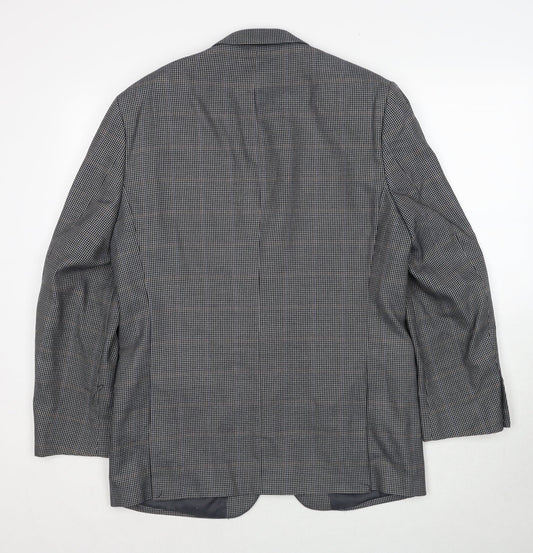 GreenWoods Mens Grey Geometric Polyester Jacket Blazer Size 40 Regular
