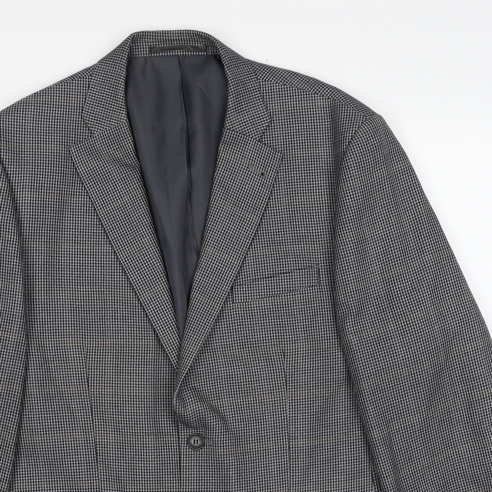 GreenWoods Mens Grey Geometric Polyester Jacket Blazer Size 40 Regular