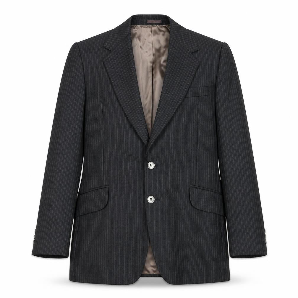 Jacson Mens Grey Striped Polyester Jacket Suit Jacket Size 40 Regular