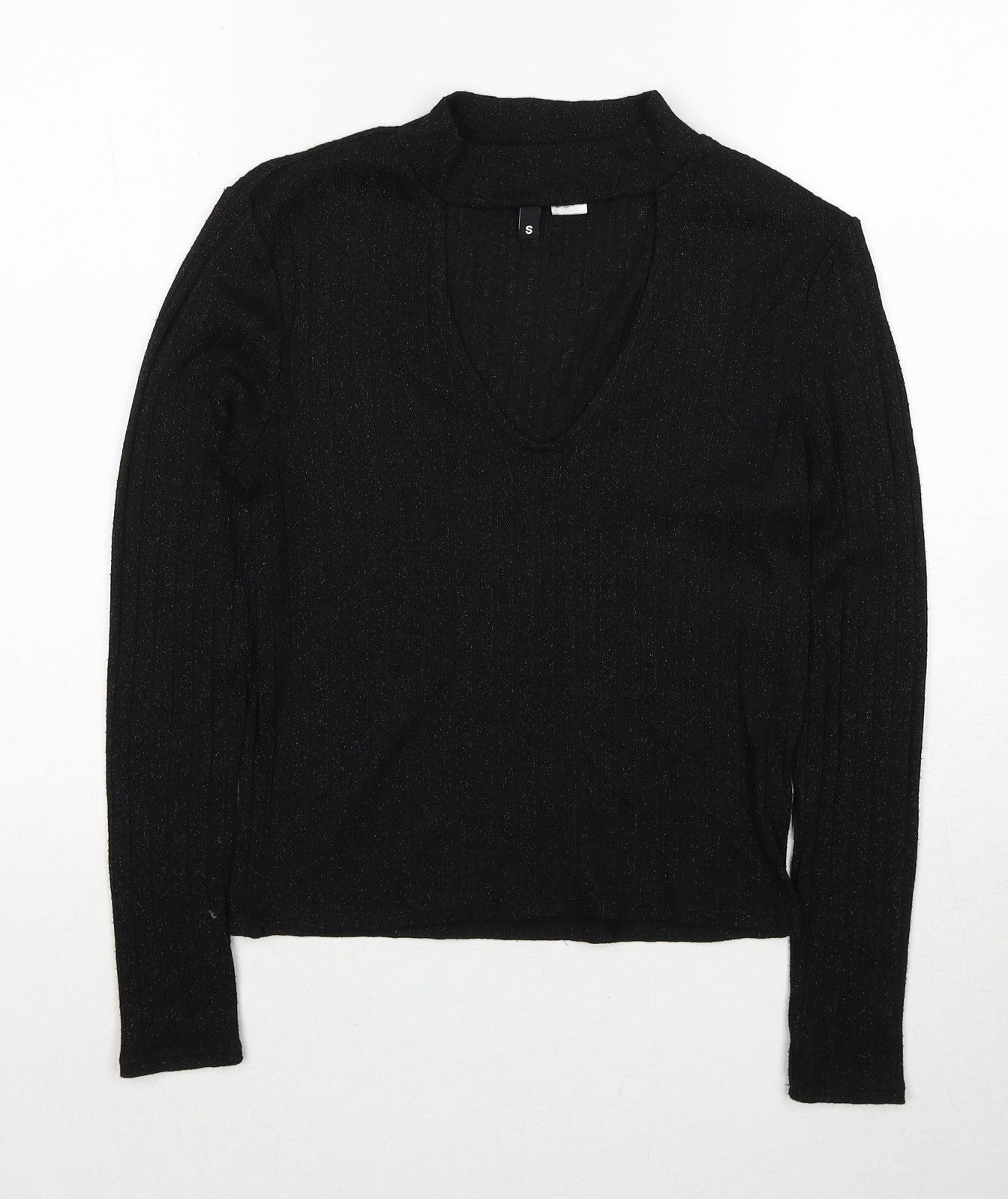 H&M Womens Black V-Neck Polyester Pullover Jumper Size S