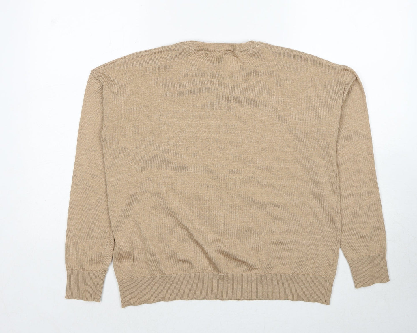 New Look Womens Beige Round Neck Polyester Pullover Jumper Size S