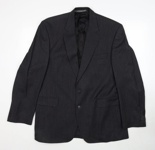 The Label Mens Grey Striped Wool Jacket Suit Jacket Size 44 Regular