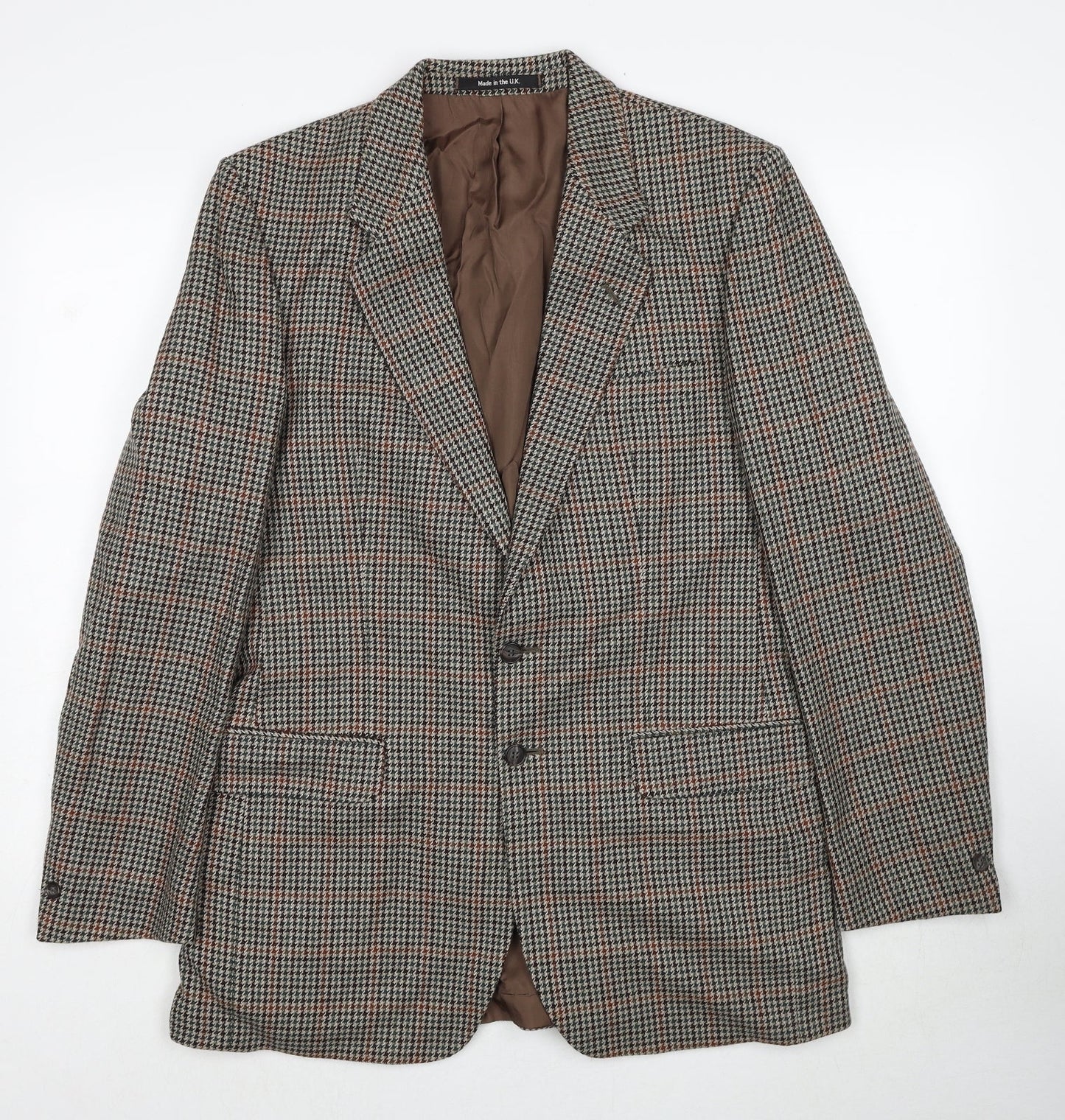 The Avenue Mens Grey Geometric Polyester Jacket Blazer Size 38 Regular