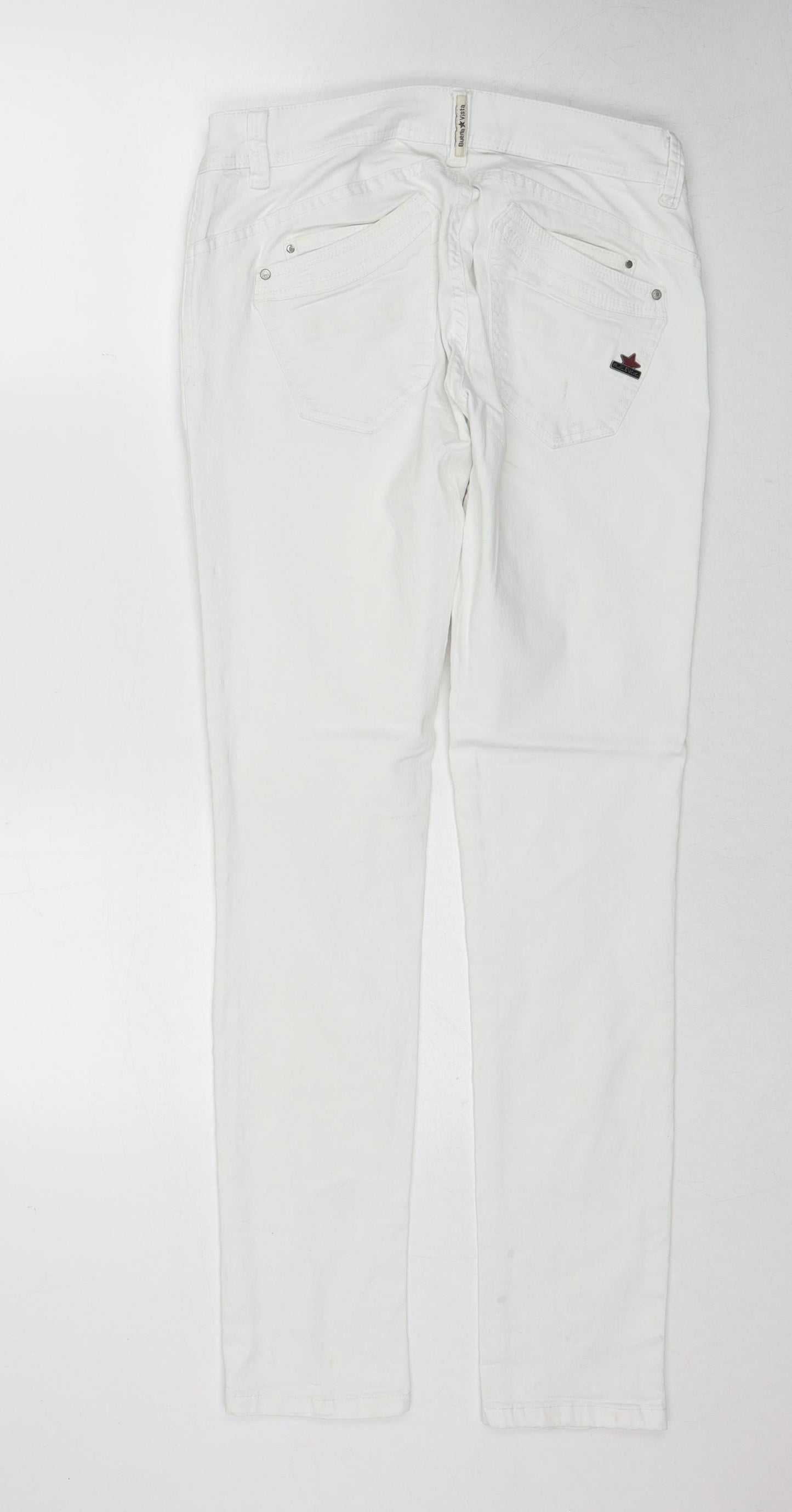 Buena Vista Womens White Cotton Skinny Jeans Size M Regular Button