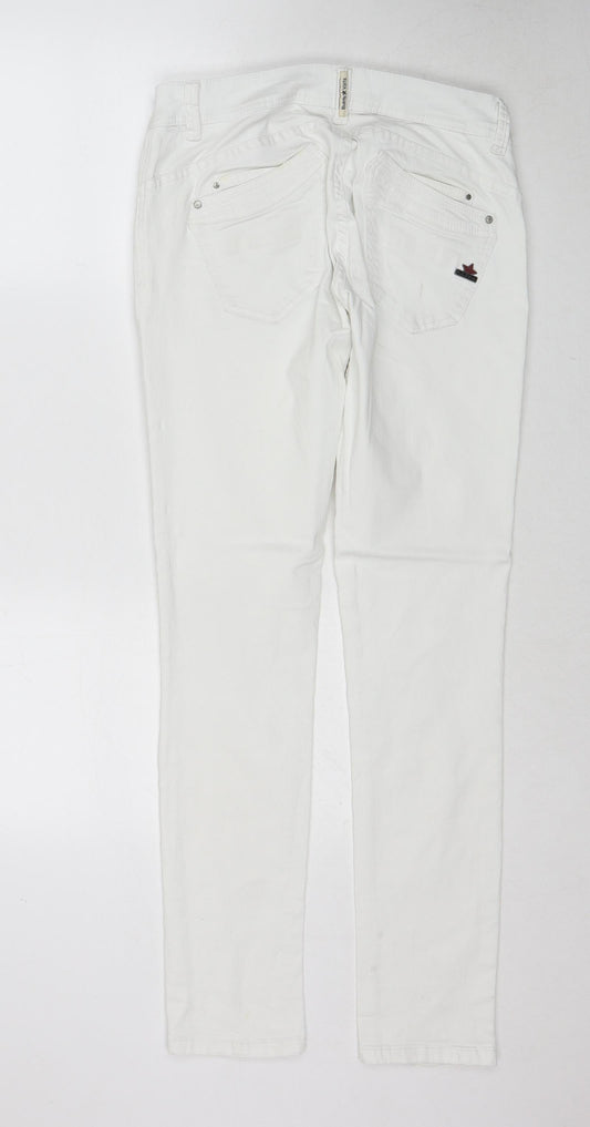 Buena Vista Womens White Cotton Skinny Jeans Size M Regular Button