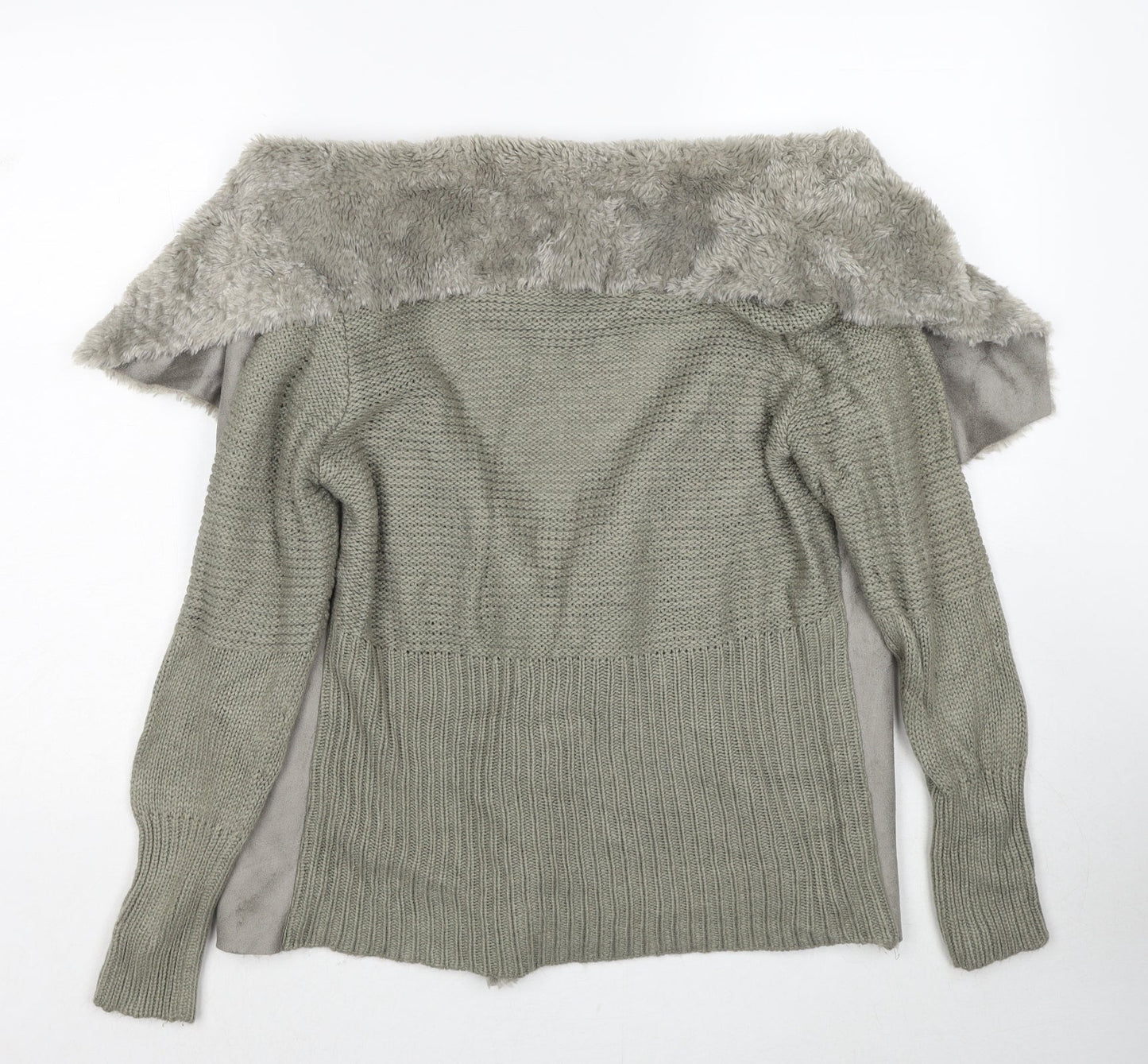 First Avenue Womens Grey V-Neck Polyester Cardigan Jumper Size M - Size M/L