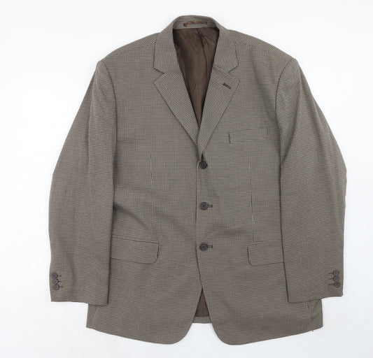 Dannimac Mens Brown Geometric Polyester Jacket Blazer Size 44 Regular