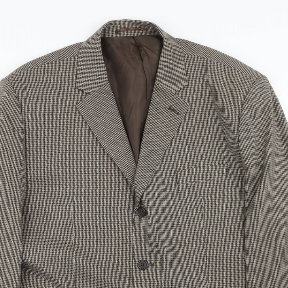 Dannimac Mens Brown Geometric Polyester Jacket Blazer Size 44 Regular