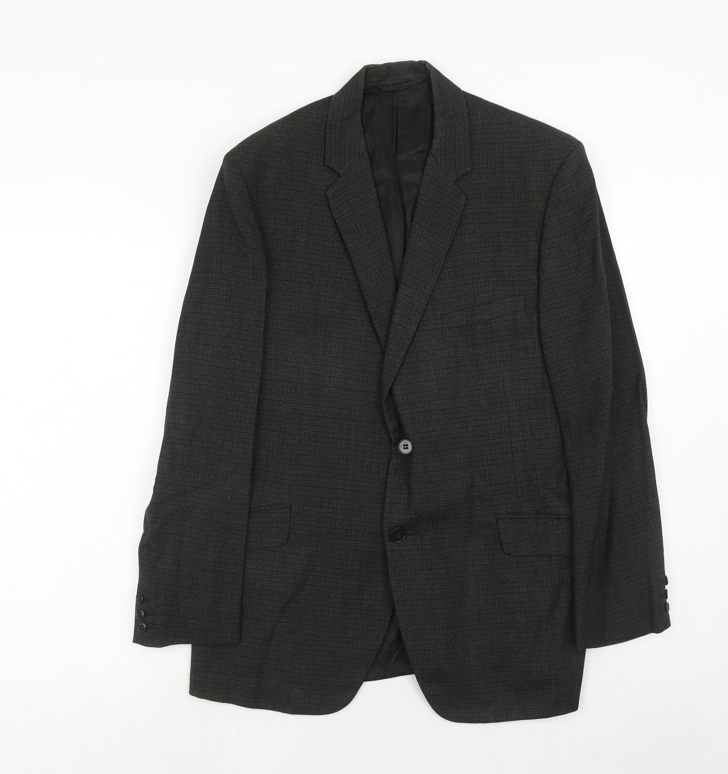 Burton Mens Grey Check Polyester Jacket Suit Jacket Size 40 Regular