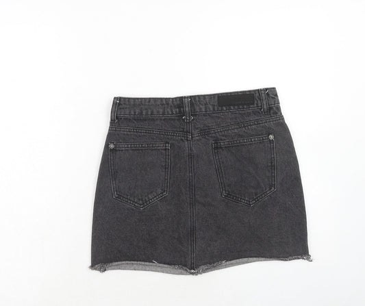 Liquor n Poker Womens Black Cotton Mini Skirt Size 8 Zip