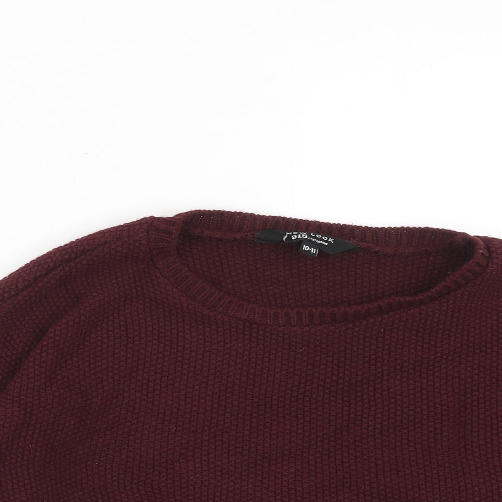 New Look Girls Red Round Neck Acrylic Pullover Jumper Size 10-11 Years Pullover
