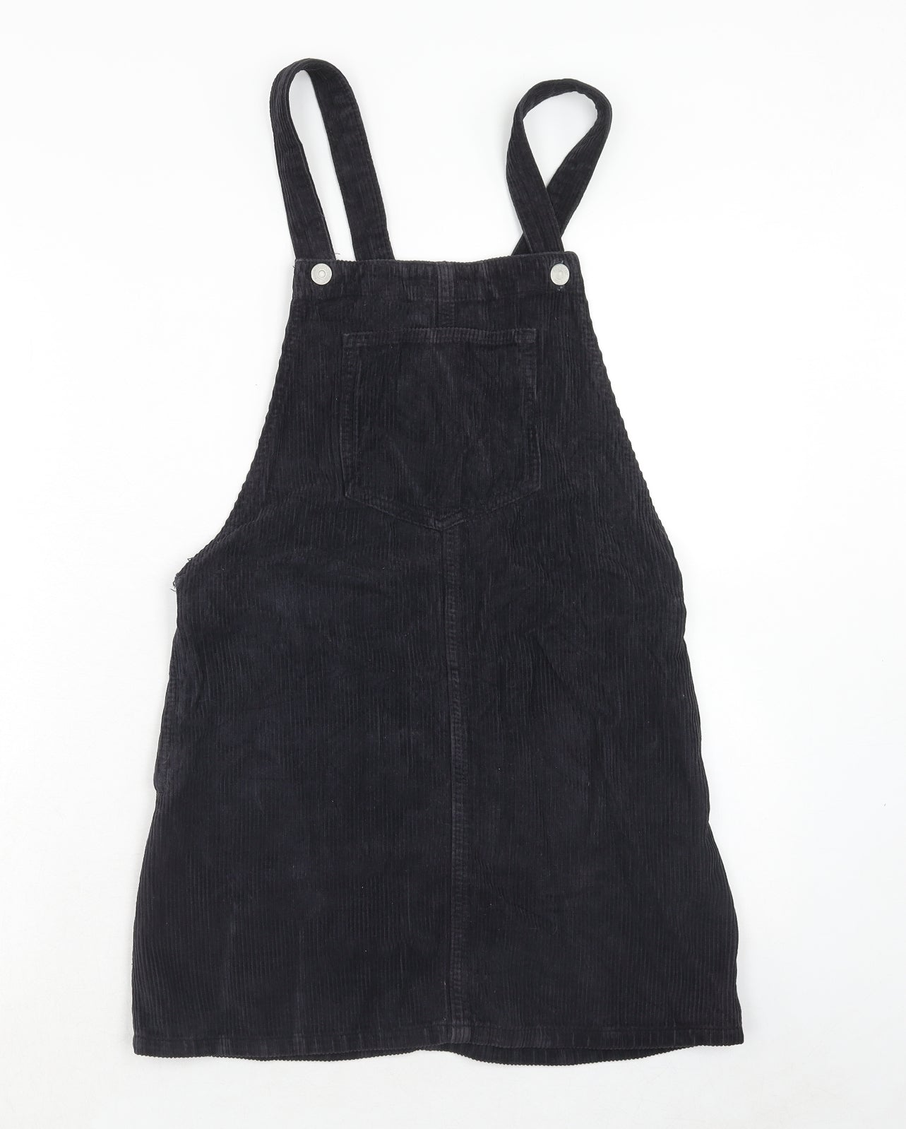 Topshop Womens Blue Cotton Pinafore/Dungaree Dress Size 6 Square Neck Button