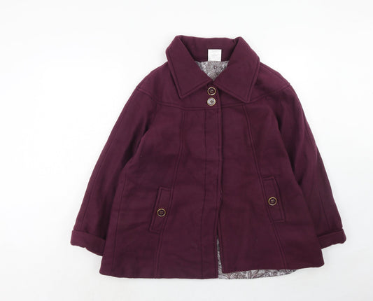 Anne De Lancay Womens Purple Jacket Size 14 Button